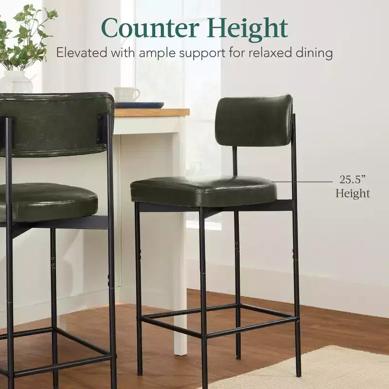 Best Choice Products Lot de 2 tabourets de comptoir en similicuir pour îlot de cuisine et salle à manger avec cadre en métal