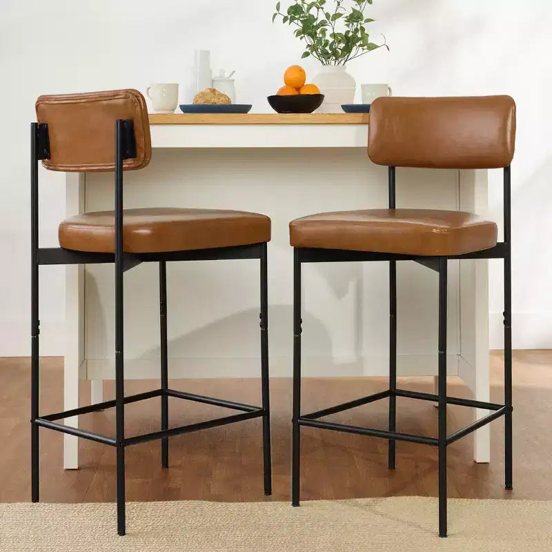 Best Choice Products Lot de 2 tabourets de comptoir en similicuir pour îlot de cuisine et salle à manger avec cadre en métal
