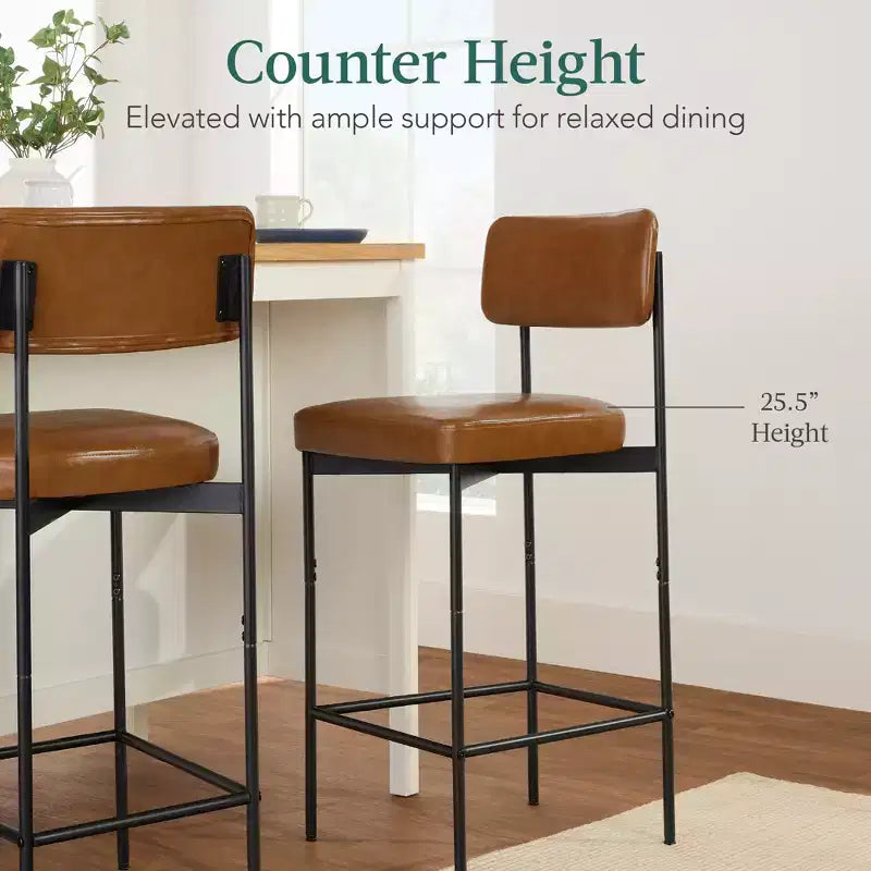 Best Choice Products Lot de 2 tabourets de comptoir en similicuir pour îlot de cuisine et salle à manger avec cadre en métal