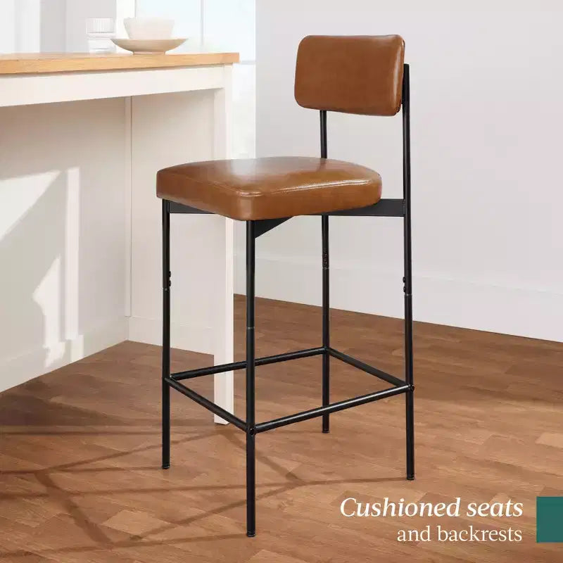 Best Choice Products Lot de 2 tabourets de comptoir en similicuir pour îlot de cuisine et salle à manger avec cadre en métal