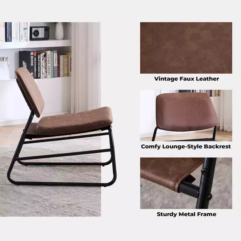 FERPIT Chaise d'appoint à cadre métallique, chaise longue de style minimaliste pour salon, chambre, bureau, appartement avec cadre en métal massif
