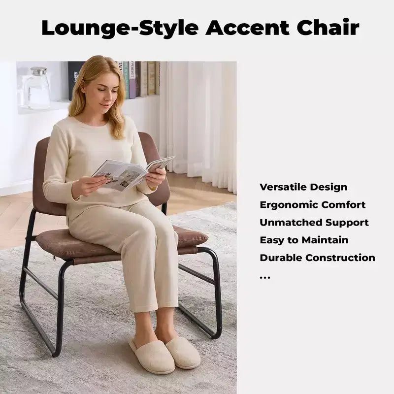FERPIT Chaise d'appoint à cadre métallique, chaise longue de style minimaliste pour salon, chambre, bureau, appartement avec cadre en métal massif