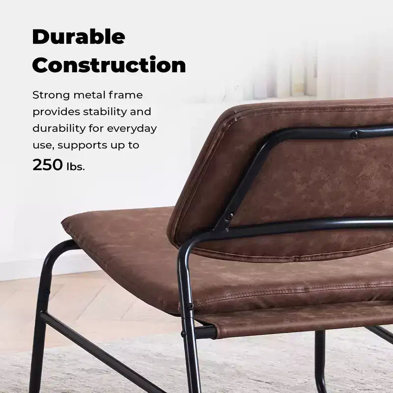 FERPIT Chaise d'appoint à cadre métallique, chaise longue de style minimaliste pour salon, chambre, bureau, appartement avec cadre en métal massif