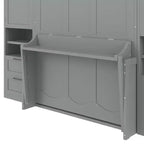 Lit escamotable Queen Size Whisen Modern Design, se plie dans une armoire avec penderie, tiroirs et étagères