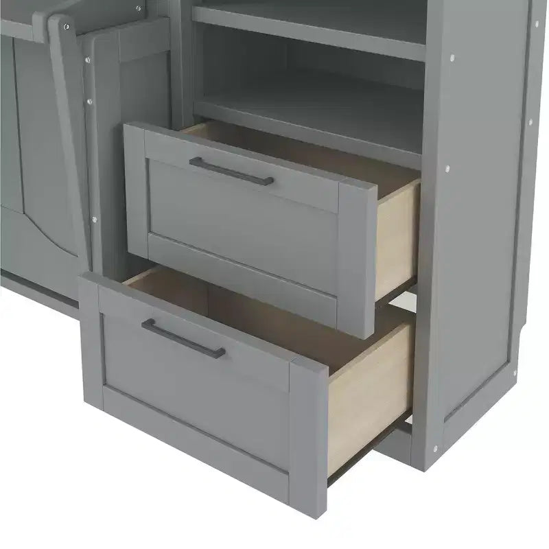 Lit escamotable Queen Size Whisen Modern Design, se plie dans une armoire avec penderie, tiroirs et étagères