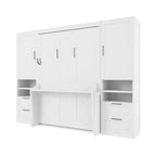 Lit escamotable Queen Size Whisen Modern Design, se plie dans une armoire avec penderie, tiroirs et étagères
