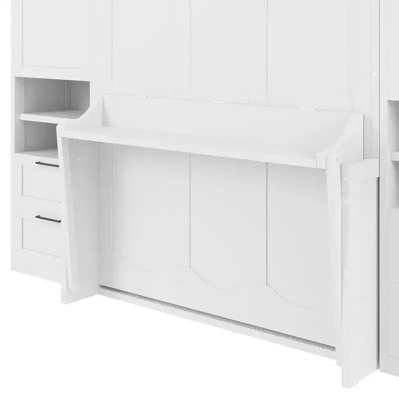 Lit escamotable Queen Size Whisen Modern Design, se plie dans une armoire avec penderie, tiroirs et étagères