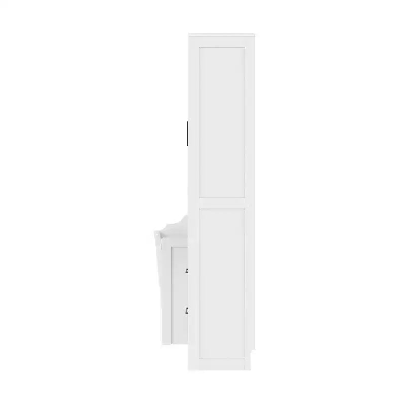 Lit escamotable Queen Size Whisen Modern Design, se plie dans une armoire avec penderie, tiroirs et étagères