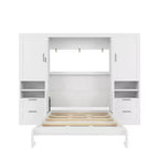 Lit escamotable Queen Size Whisen Modern Design, se plie dans une armoire avec penderie, tiroirs et étagères