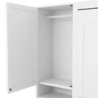 Lit escamotable Queen Size Whisen Modern Design, se plie dans une armoire avec penderie, tiroirs et étagères