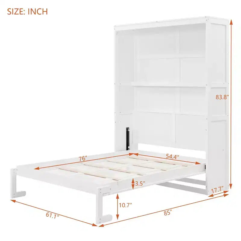 Lit escamotable Whisen Modern Design, se repliant dans une armoire avec étagères, qualité supérieure