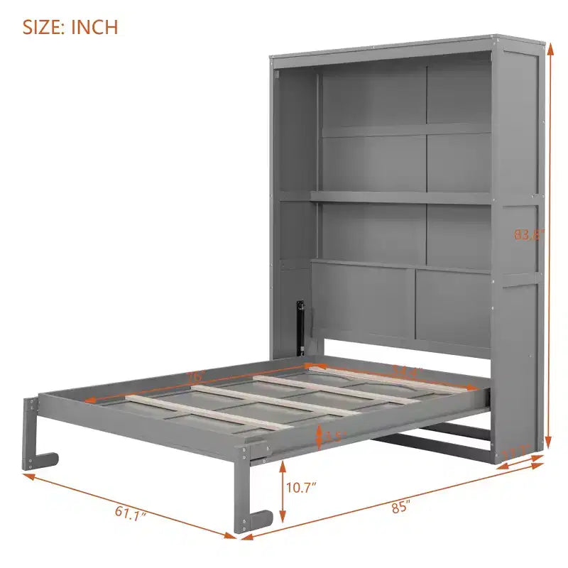 Lit escamotable Whisen Modern Design, se repliant dans une armoire avec étagères, qualité supérieure
