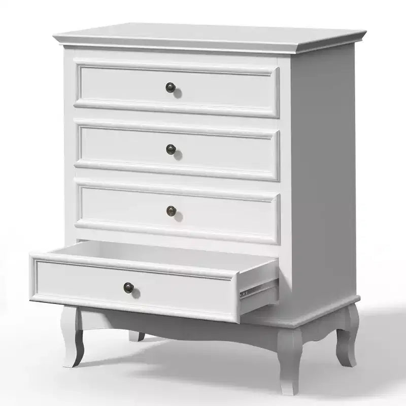 Commode Heynemo à 4 tiroirs, grande commode de rangement avec glissières à billes, idéale pour la chambre, le salon, le couloir, l'entrée.