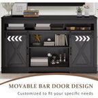 Meuble TV de ferme Heynemo avec porte coulissante pour téléviseurs jusqu'à 65''+, meuble de divertissement de 34 pouces de haut pour chambre à coucher, salon
