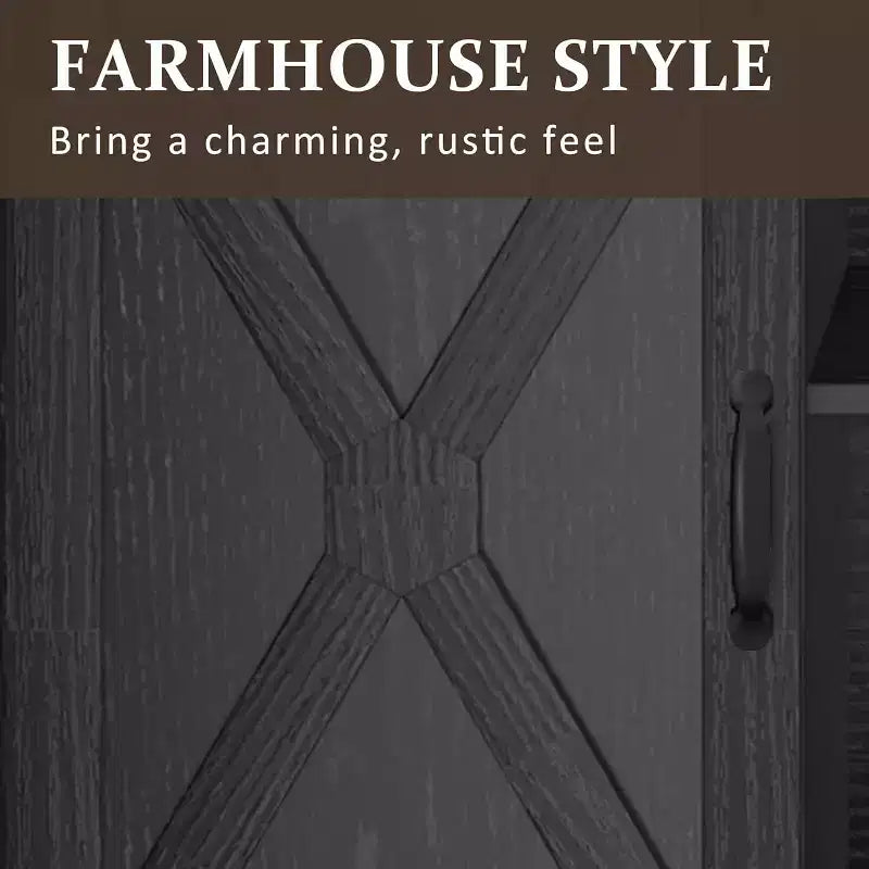 Meuble TV de ferme Heynemo avec porte coulissante pour téléviseurs jusqu'à 65''+, meuble de divertissement de 34 pouces de haut pour chambre à coucher, salon