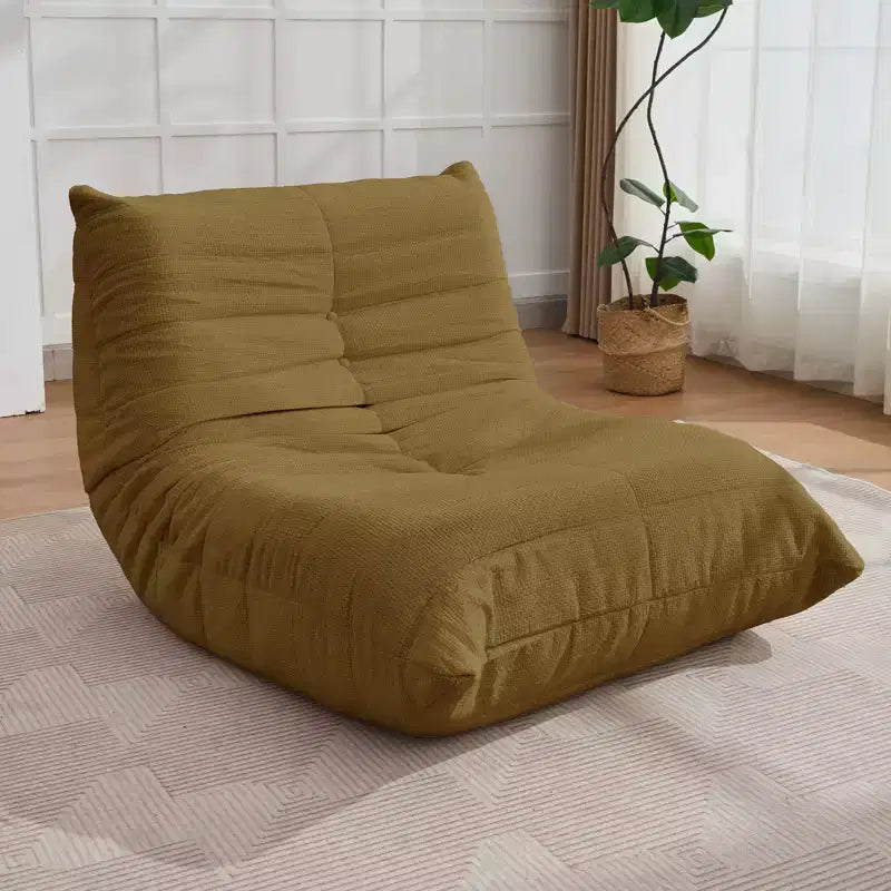 Pouf Mjkone, 41 po L, Canapé de Sol Paresseux pour Adultes, Jaune/Blanc/Gris