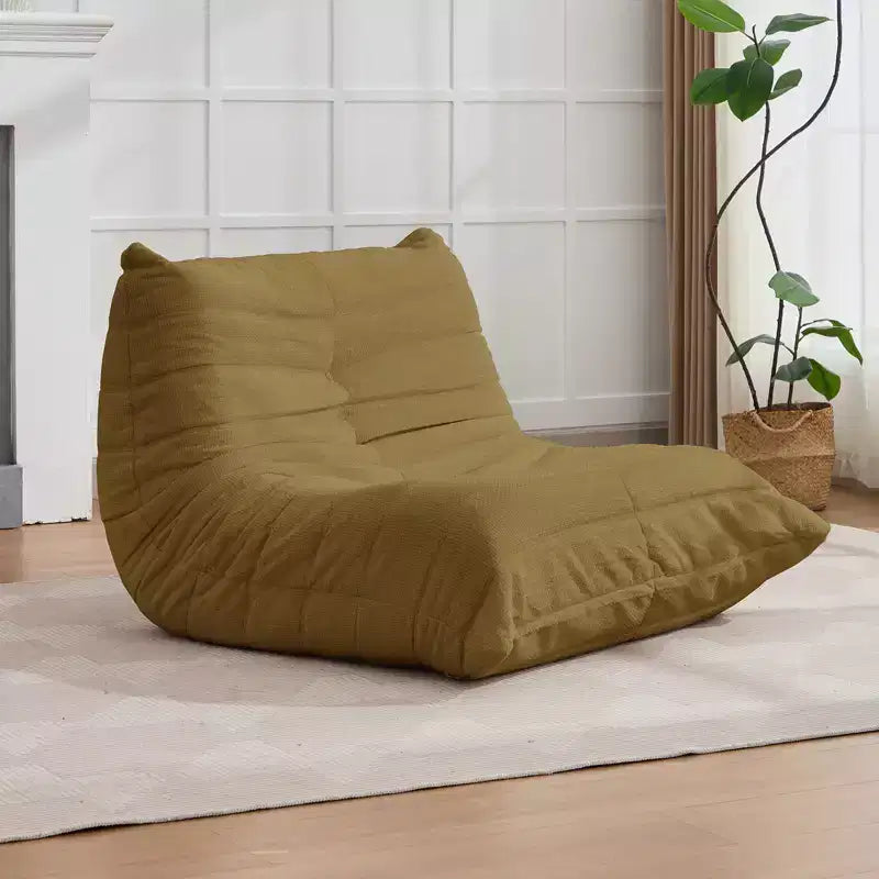 Pouf Mjkone, 41 po L, Canapé de Sol Paresseux pour Adultes, Jaune/Blanc/Gris