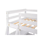 Lit mezzanine en bois Whisen 79,5''L*57,1''W avec bureau, étagères et deux tiroirs intégrés, design multifonctionnel