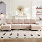 Mjkone U Shaped Sectional Sofa, 4-Seat Modular Sofa, Living Room Modern Couch with Chaise