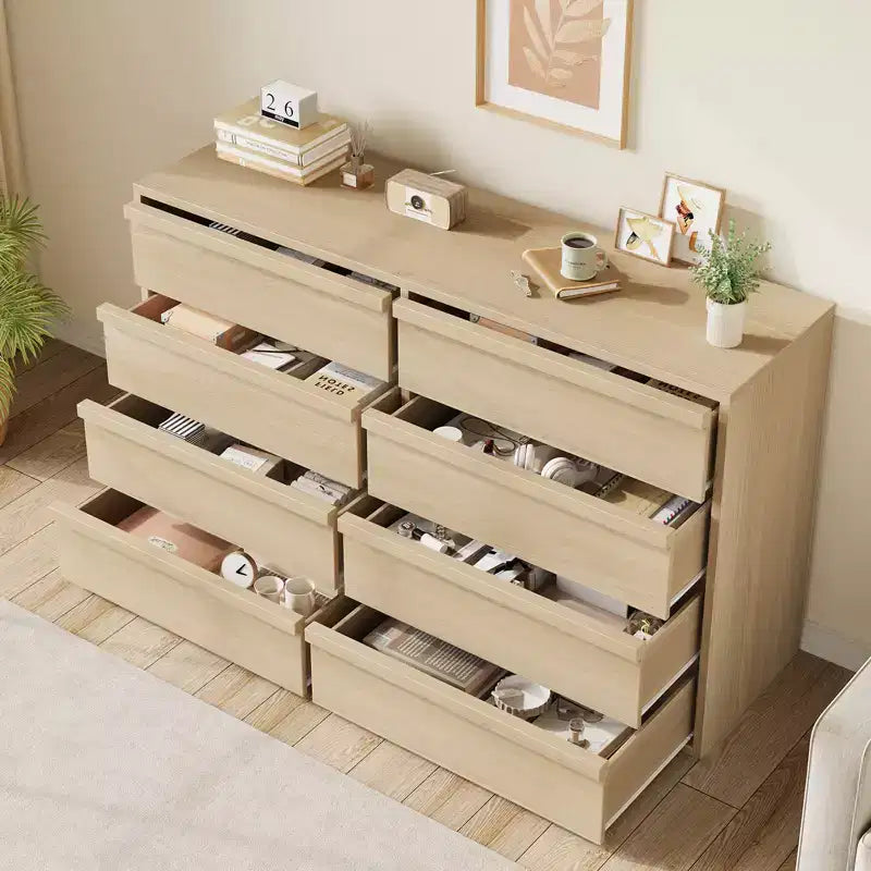 Commode Whizmax à 8 tiroirs pour chambre à coucher, commode double moderne de 54 po de large, organisateur, chiffonnier pour salon, chambre de bébé et couloir