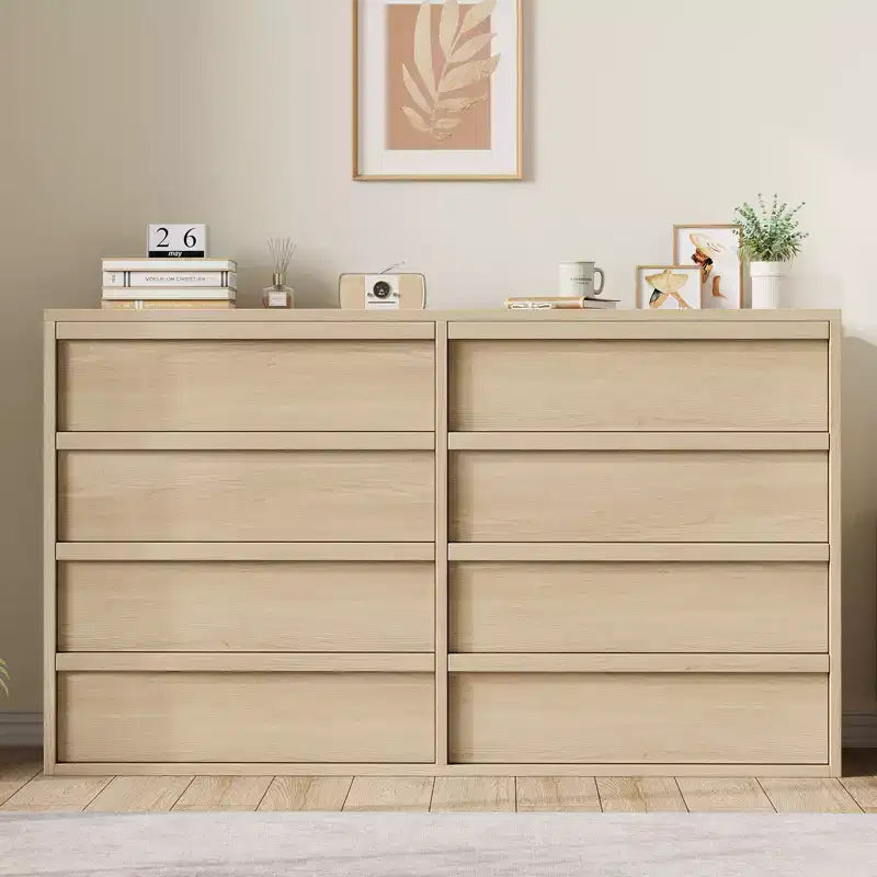 Commode Whizmax à 8 tiroirs pour chambre à coucher, commode double moderne de 54 po de large, organisateur, chiffonnier pour salon, chambre de bébé et couloir
