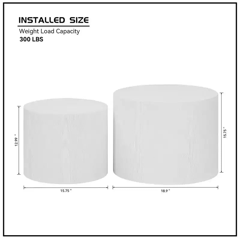 MAYEERTY Lot de 2 tables basses rondes sans montage pour salon, bureau, chambre