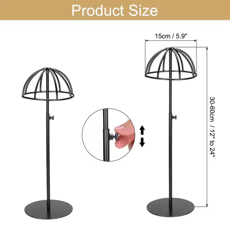 Présentoir de perruques/chapeaux antidérapant en acier inoxydable à hauteur réglable, Unique Bargains, 2 pièces