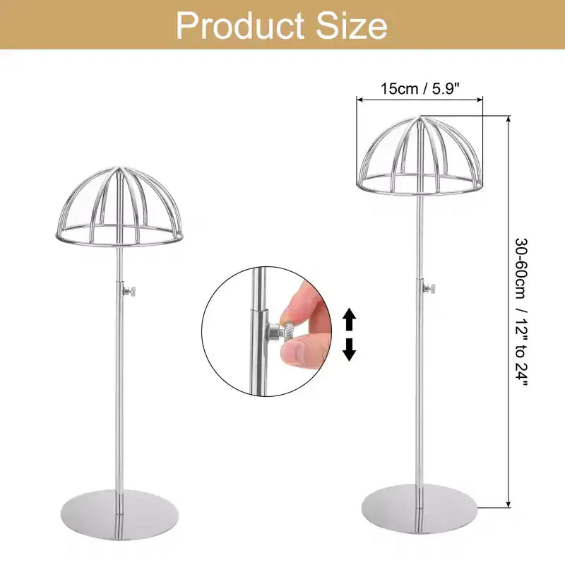 Présentoir de perruques/chapeaux antidérapant en acier inoxydable à hauteur réglable, Unique Bargains, 2 pièces