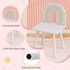 Costway Ensemble table et chaise de coiffeuse pour enfants avec miroir en forme de nuage, étagère ouverte et tiroirs de rangement Blanc/Rose/Violet