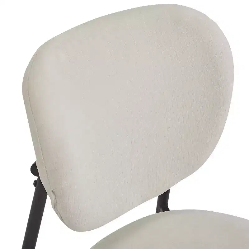 Lot de 2 chaises de salle à manger capitonnées, sans accoudoirs, avec pieds en métal, beige + noir - ModernLuxe