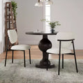 Set of 2 Upholstered Dining Chairs Armless Chairs Accent Chairs with Metal Legs, Beige+Black-ModernLuxe