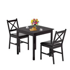 FDW 3/5-Piece Dining Table Set with Solid Pine Wood Construction and Faux Leather Chairs, Dark Brown