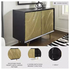 Meuble de rangement d'appoint Ashley Tayner Signature Design avec portes finition dorée et cadre noir