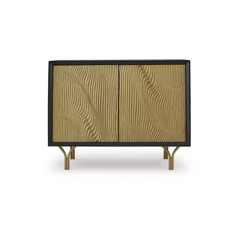 Meuble de rangement d'appoint Ashley Tayner Signature Design avec portes finition dorée et cadre noir