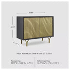 Meuble de rangement d'appoint Ashley Tayner Signature Design avec portes finition dorée et cadre noir