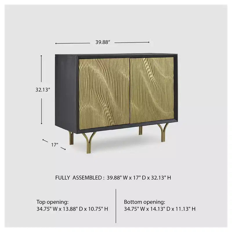 Meuble de rangement d'appoint Ashley Tayner Signature Design avec portes finition dorée et cadre noir