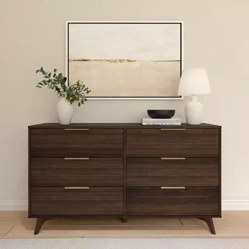 Commode à 6 tiroirs Plank+Beam avec poignées en laiton