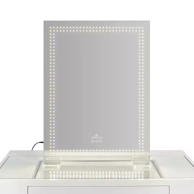 Impressions Vanity Stage Lite XL Vanity Mirror with Tri Tone LED Lighting, Slim Aluminum Frameless Design, Tabletop or Wall Mount Mirror