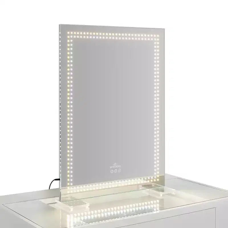 Miroir de courtoisie Impressions Vanity Stage Lite XL avec éclairage LED tricolore, design sans cadre en aluminium mince, miroir de table ou mural