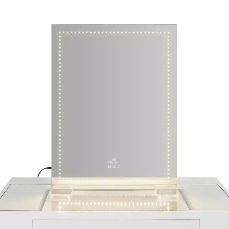 Miroir de courtoisie Impressions Vanity Stage Lite XL avec éclairage LED tricolore, design sans cadre en aluminium mince, miroir de table ou mural