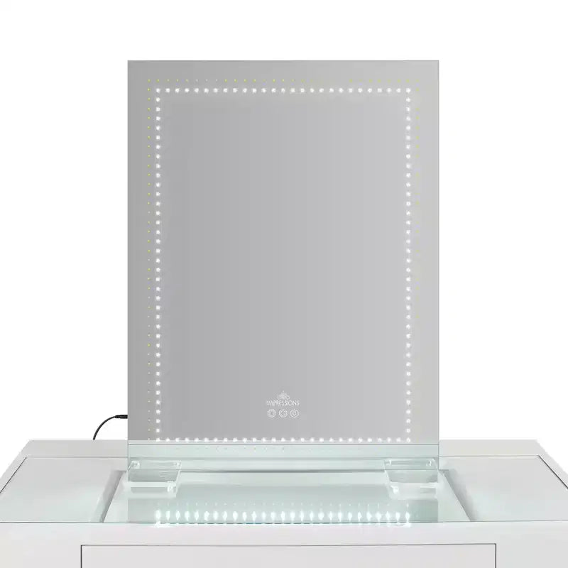 Miroir de courtoisie Impressions Vanity Stage Lite XL avec éclairage LED tricolore, design sans cadre en aluminium mince, miroir de table ou mural