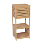 Evideco Meuble de Rangement Compact pour Salle de Bain avec Étagères Ouvertes et Porte Ventilée, Naturel - Collection Trinidad