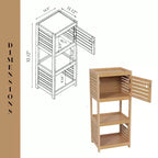 Evideco Meuble de Rangement Compact pour Salle de Bain avec Étagères Ouvertes et Porte Ventilée, Naturel - Collection Trinidad