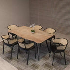 LeisureMod Ravenna 63 Rectangular Modern Dining Table  Wavy Edge Wood Top with Metal Legs for Kitchen, Dining Room & Contemporary Spaces