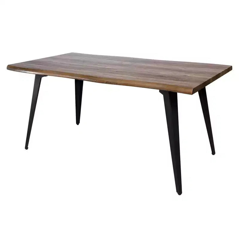 Table à manger rectangulaire moderne LeisureMod Ravenna 63 – Plateau en bois à bord ondulé avec pieds en métal pour cuisine, salle à manger et espaces contemporains