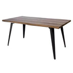 Table à manger rectangulaire moderne LeisureMod Ravenna 63 – Plateau en bois à bord ondulé avec pieds en métal pour cuisine, salle à manger et espaces contemporains