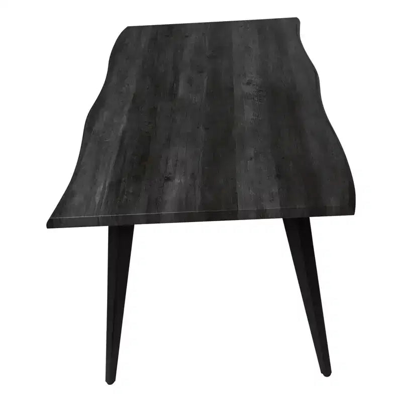 Table à manger rectangulaire moderne LeisureMod Ravenna 63 – Plateau en bois à bord ondulé avec pieds en métal pour cuisine, salle à manger et espaces contemporains