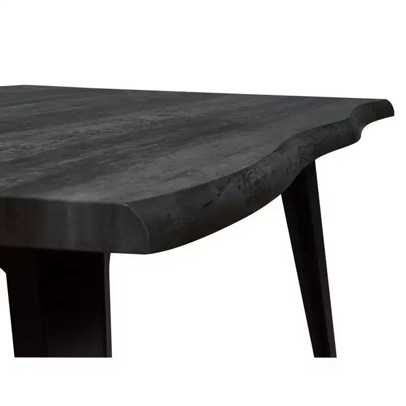 Table à manger rectangulaire moderne LeisureMod Ravenna 63 – Plateau en bois à bord ondulé avec pieds en métal pour cuisine, salle à manger et espaces contemporains