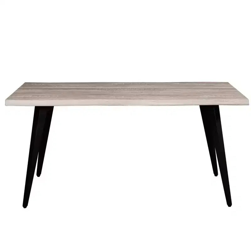 Table à manger rectangulaire moderne LeisureMod Ravenna 63 – Plateau en bois à bord ondulé avec pieds en métal pour cuisine, salle à manger et espaces contemporains