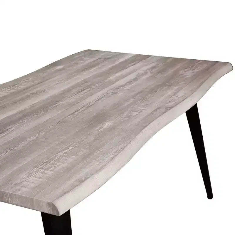 Table à manger rectangulaire moderne LeisureMod Ravenna 63 – Plateau en bois à bord ondulé avec pieds en métal pour cuisine, salle à manger et espaces contemporains